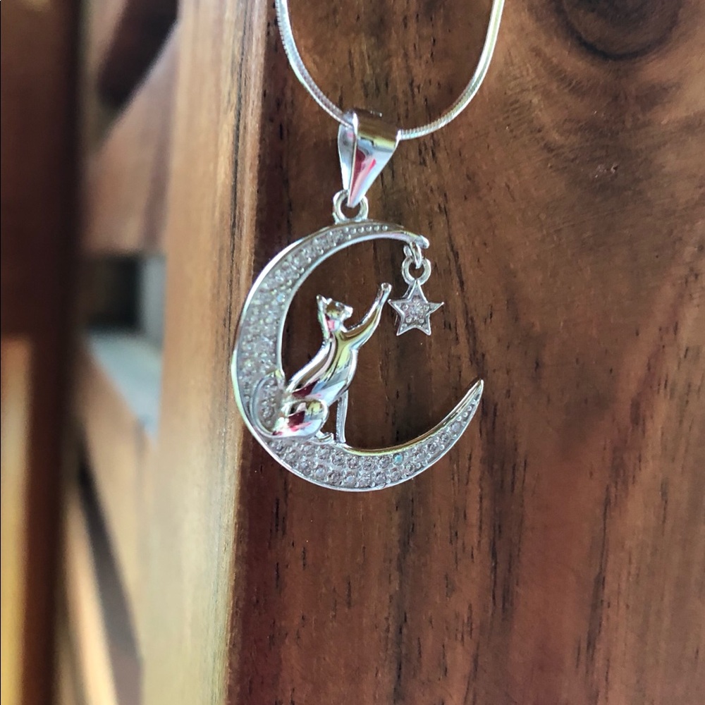 🐾🐾. Cat on half moon Pendant 🐾🐾